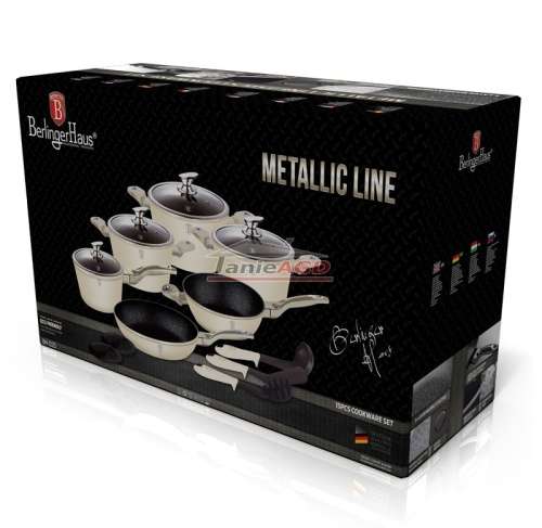 Berlinger Haus 15-Piece Marble Coating Metallic Line Cookware Set ( Cream )