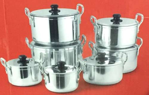 14 Piece High Quality Beautiful Brushed Metal Finish Aluminium Casserole Sets