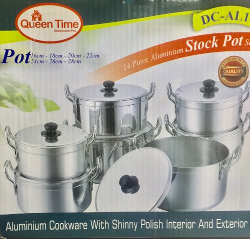 14 Piece High Quality Beautiful Brushed Metal Finish Aluminium Casserole Sets