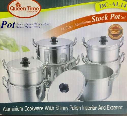 14 Piece High Quality Beautiful Brushed Metal Finish Aluminium Casserole Sets