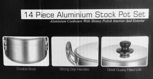 14 Piece High Quality Beautiful Brushed Metal Finish Aluminium Casserole Sets
