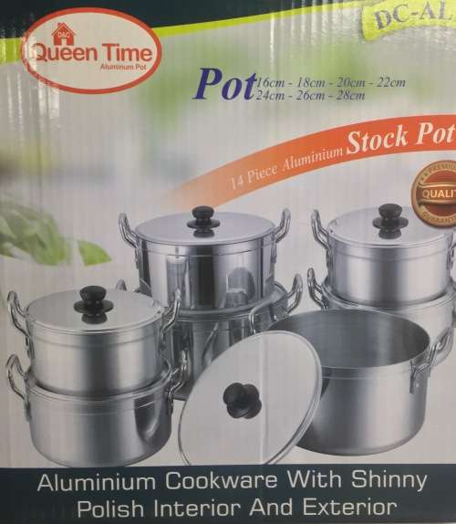 14 Piece High Quality Beautiful Brushed Metal Finish Aluminium Casserole Sets