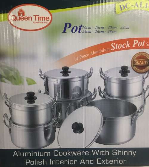 14 Piece High Quality Beautiful Brushed Metal Finish Aluminium Casserole Sets