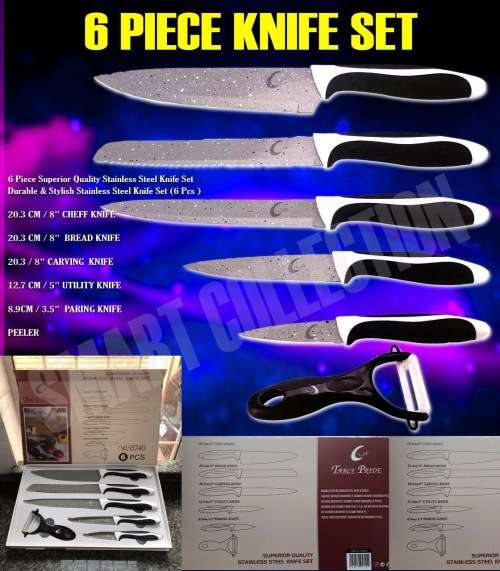 BRAND NEW 6  PIECE STAINLESS STEEL KNIFE SET SUPERIOR QUALITY
