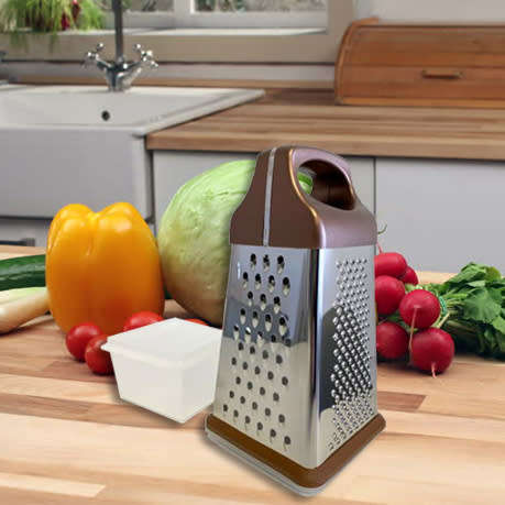 Totally Home 4 Sided Stainless Steel Grater with Storage Container with Container - Bronze -