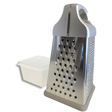 Totally Home 4 Sided Stainless Steel Grater with Storage Container  - Silver