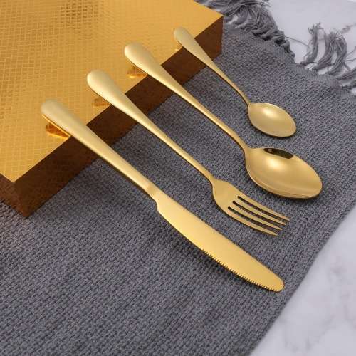 24 Piece Cutlery Set & Storage Case - Polished Gold Finish