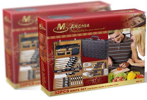 (ARSHIA GERMANY) (699 EURO) 18/10 Stainless Steel 32 pcs Knife Set (Leather Case )