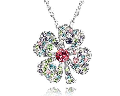 Four-Leaf Clover Necklace made with Swarovski Elements Crystal