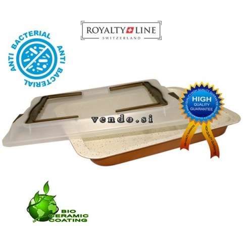Royalty Line RL-OBT Marble Ceramic Coating Oven Tray with Plastic Cover ( ZAR 749 )