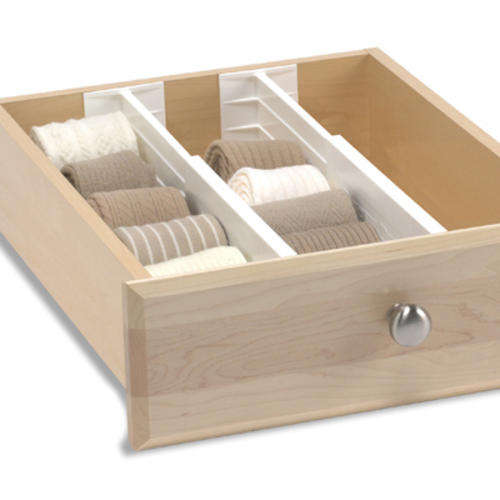Dream Drawer Organizer-Set of 2, White, Spring-Loaded Drawer Dividers
