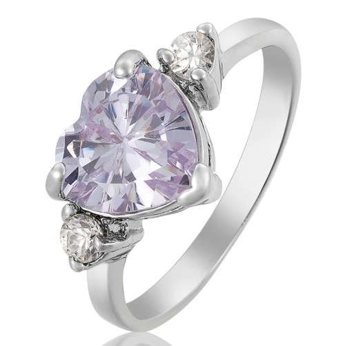 **Dainty Heart Single Soltaire White Gold Diamond Ring**