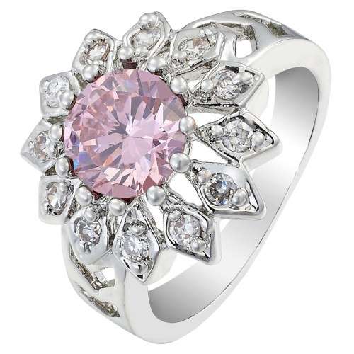 **Modern Pink and Diamonds White Gold Diamond Ring**