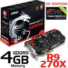 MSI AMD Radeon R9 270X Gaming 4GB GDDR5 2DVI/HDMI/DisplayPort PCI-Express Video Card