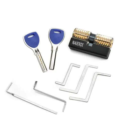 NAIERDI 2 Practive Lock Pick Tool Set with Transparent Lock & Padlock
