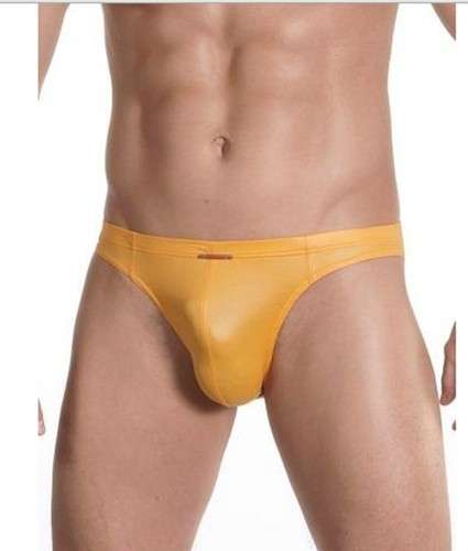 Olaf Benz Yellow Men Faux Leather Underwear G String - Medium