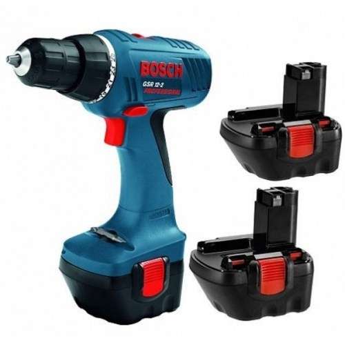 Bosch GSR12-2 professional cordless drill / driver with 2 batteries and 2 sets of Bosch bits/drivers