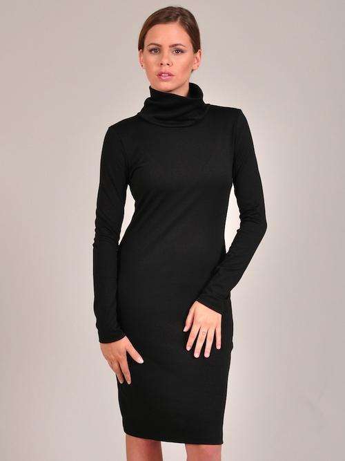 Diligo Black Polo Neck Pencil Dress. Sizes S-XL. FREE Delivery.