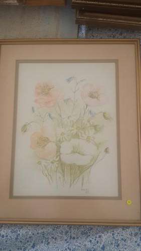 Pink, Blue, Orange & White Flours Behind Glass, Heidi 85' 230x310