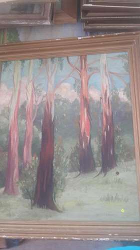 Blue Gum tree's Oil on board.  By Faith Tomkins 500x600