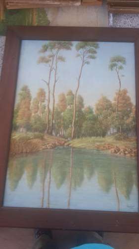 Trees & Water, Oil on canvas By w. Vermeulen 490x690