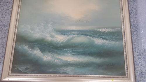 Seascape Oil on Board By H.Gailey 600x490