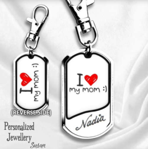 Personalized I Love My Mom Key Ring
