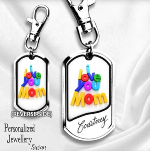 Personalized I Love You Mom Key Ring