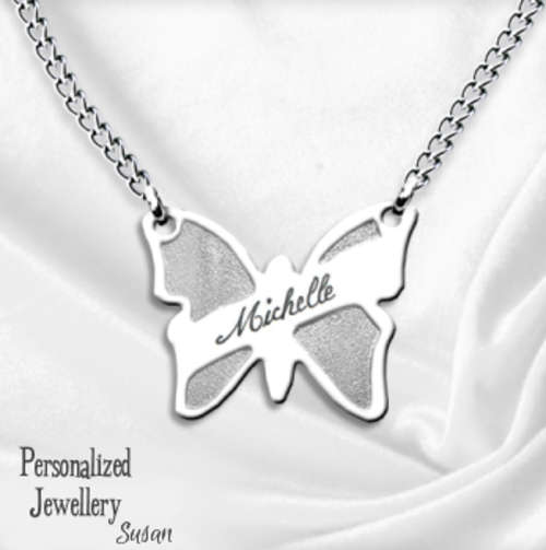Personalized Butterfly Pendant with Plated Chain