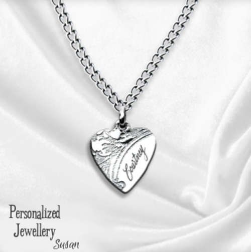 Personalized Small Victorian Heart Pendant with Stainless Steel Chain