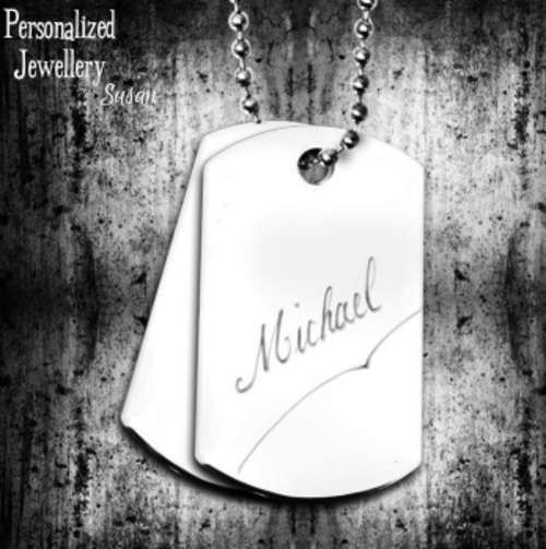 Personalized Small Dog Tag with Plated Chain