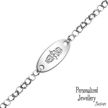 Personalized Medical Data Bracelet: Stainless Steel Pendant with Stainless Steel Chain