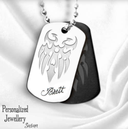 Personalized Stainless Steel Dog Tag with Plated Chain: Claw