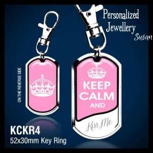 Personalized Keep Calm Key Ring Pink