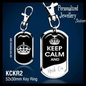 Personalized Keep Calm Key Ring Black