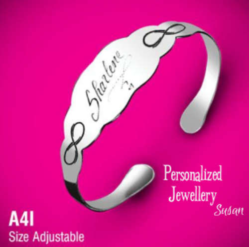 Personalized Cuff Bracelet with Infinity Symbol