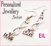 Infinity Symbol Earrings with Love Charm