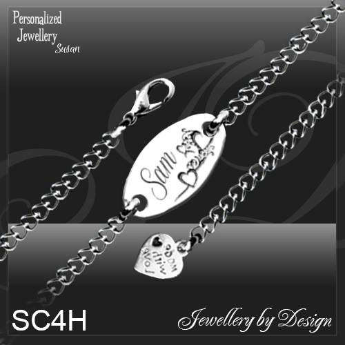 Personalized Stainless Steel Chain Bracelet: Heart Design