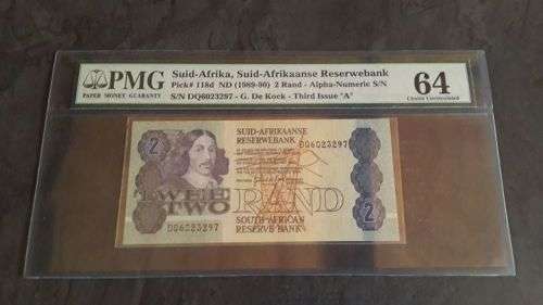 PMG Choice Uncirculated 64 - G. de Kock R2 Note