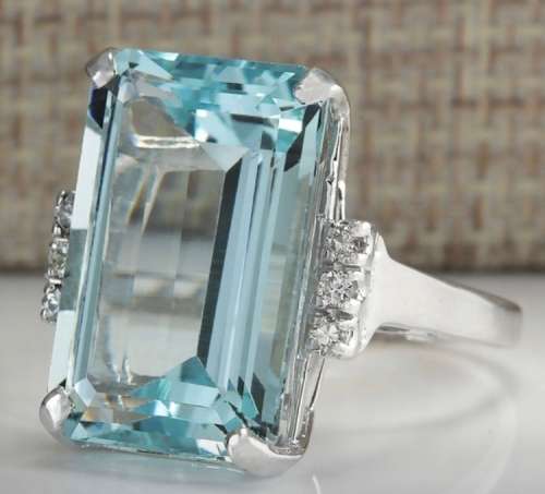 10.48CT Aquamarine 925 Sterling Silver Ring