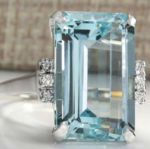 10.48CT Aquamarine 925 Sterling Silver Ring