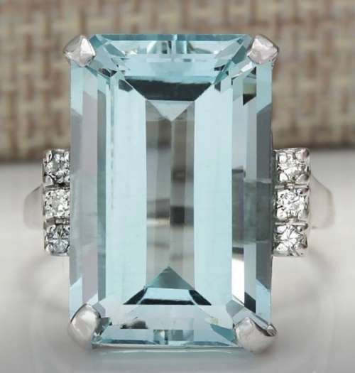 10.48CT Aquamarine 925 Sterling Silver Ring