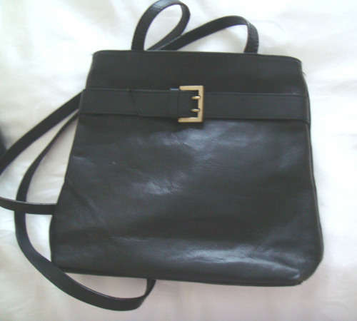 GENUINE Black leather rucksack  -    SIZE 300mm X 260mm - FROM GERMANY