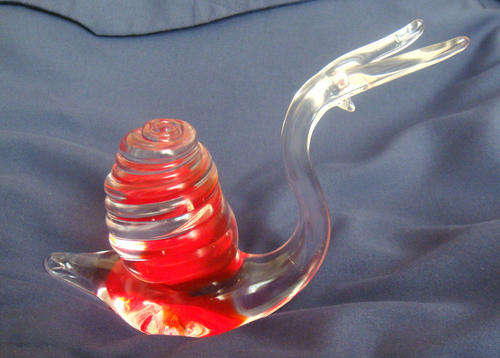 Blown Glass Snail.  In clear glass.