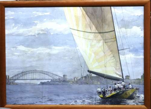 Framed painting - `The Sail Boat Team` - artist - Bundaberg