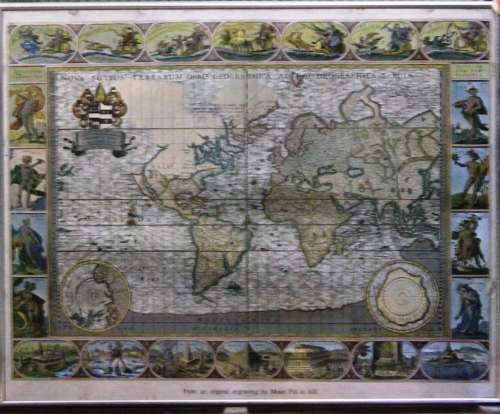 Framed office print - `Map` - copy from an original by Moses Pitt 1861