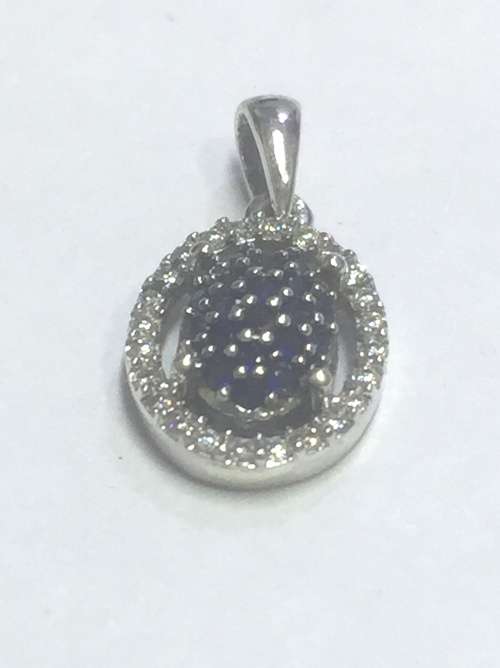 Blue sapphire and diamond pendant