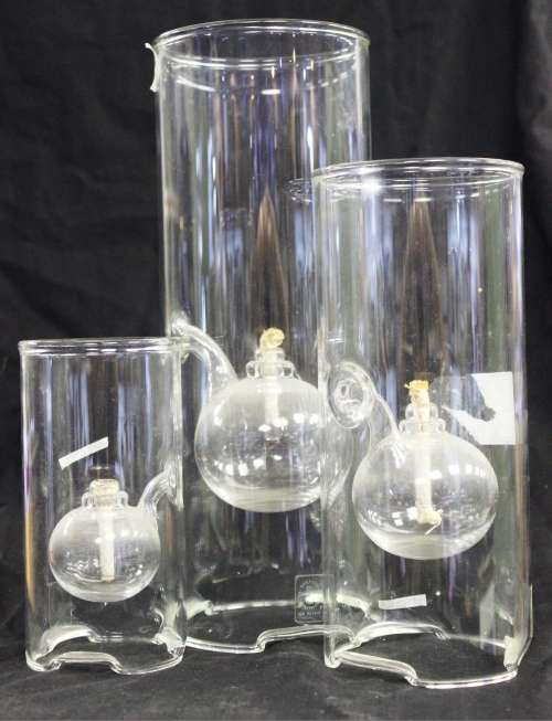 Set of 3 glass oil lamps made in the USA