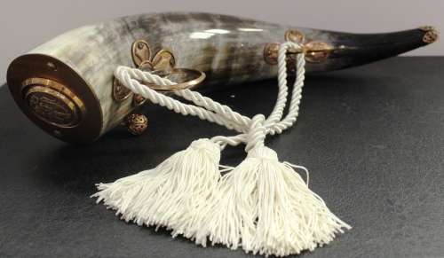 The old  National anthem of South Africa`Die Stem van Suid-Afrika` musical horn as seen on TV `pawn