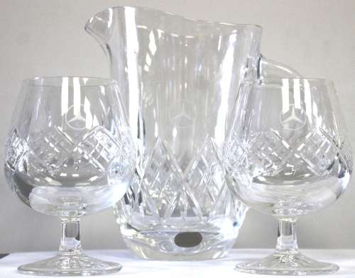 Hand Cut `VITRIA` lead crystal jug and 1 glass, unfortunately the other glass broke